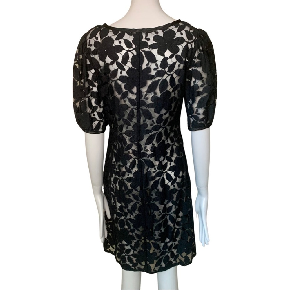 KATHRYN CONOVER Vintage Black Lace Embroidered Shift Dress Size 8 - Picture 7 of 14